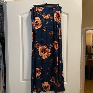 Blue floral maxi skirt
